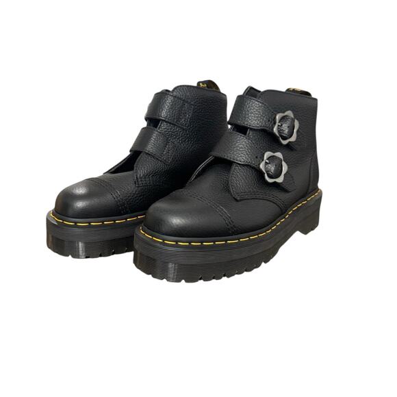 New! Dr. Martens Devon Buckle Flower Leather Platform Boots - US 10 - Picture 13 of 15